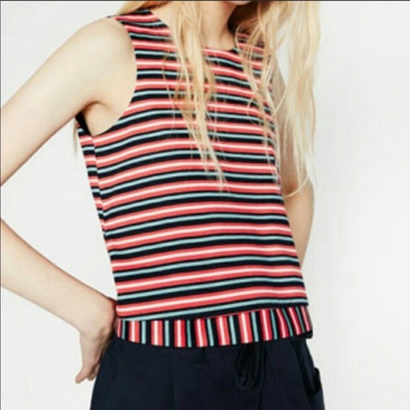 Zara Tops - ☘️ Zara Stripe Crop Top Size Large